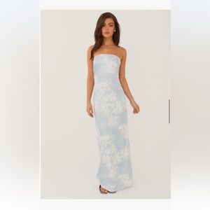Peppermayo Strapless Blue and White Dress NWT